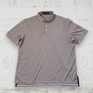 RLX Ralph Lauren Polo Shirt Mens XL Pink Blue Striped Performance Wicking